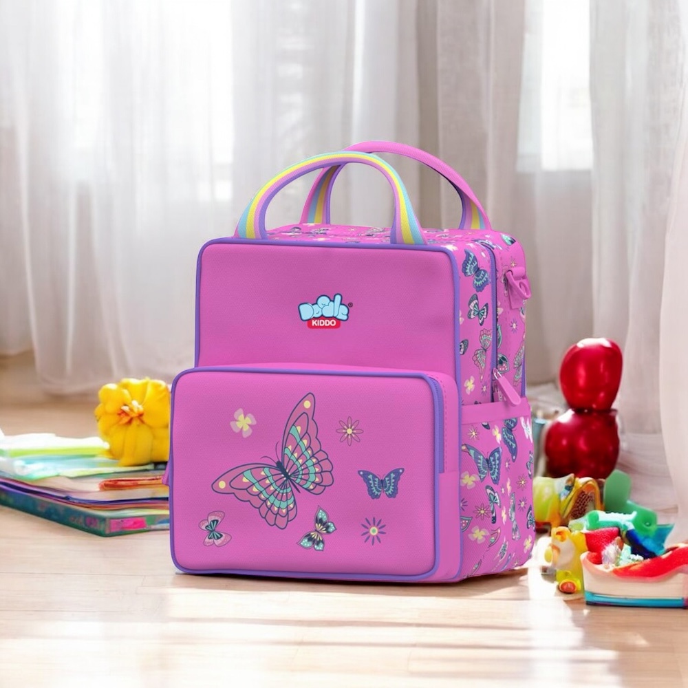 Doodle Kiddo - 2-In-1 Butterfly Backpack Lunch Bag - Pink