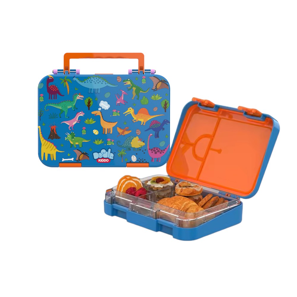 Doodle Kiddo - 4 Compartment Bento Lunch Box - Dinosaur