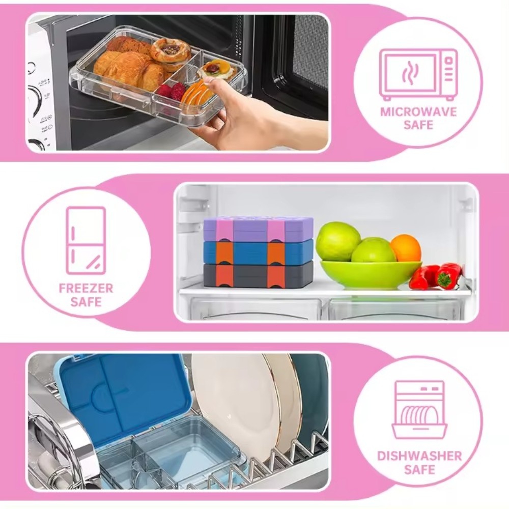Doodle Kiddo - 4 Compartment Bento Lunch Box - Dinosaur