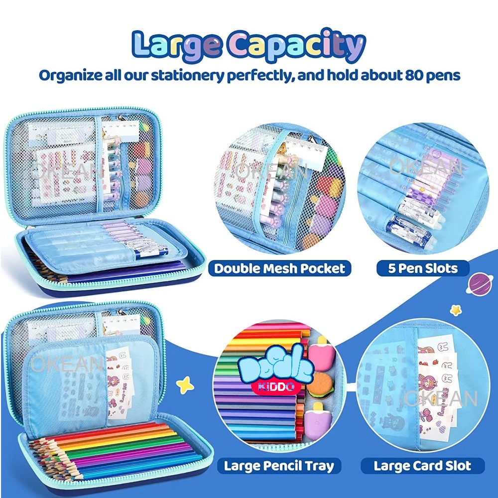 Doodle Kiddo - Dinosaur Themed Pencil Case - Dark Blue
