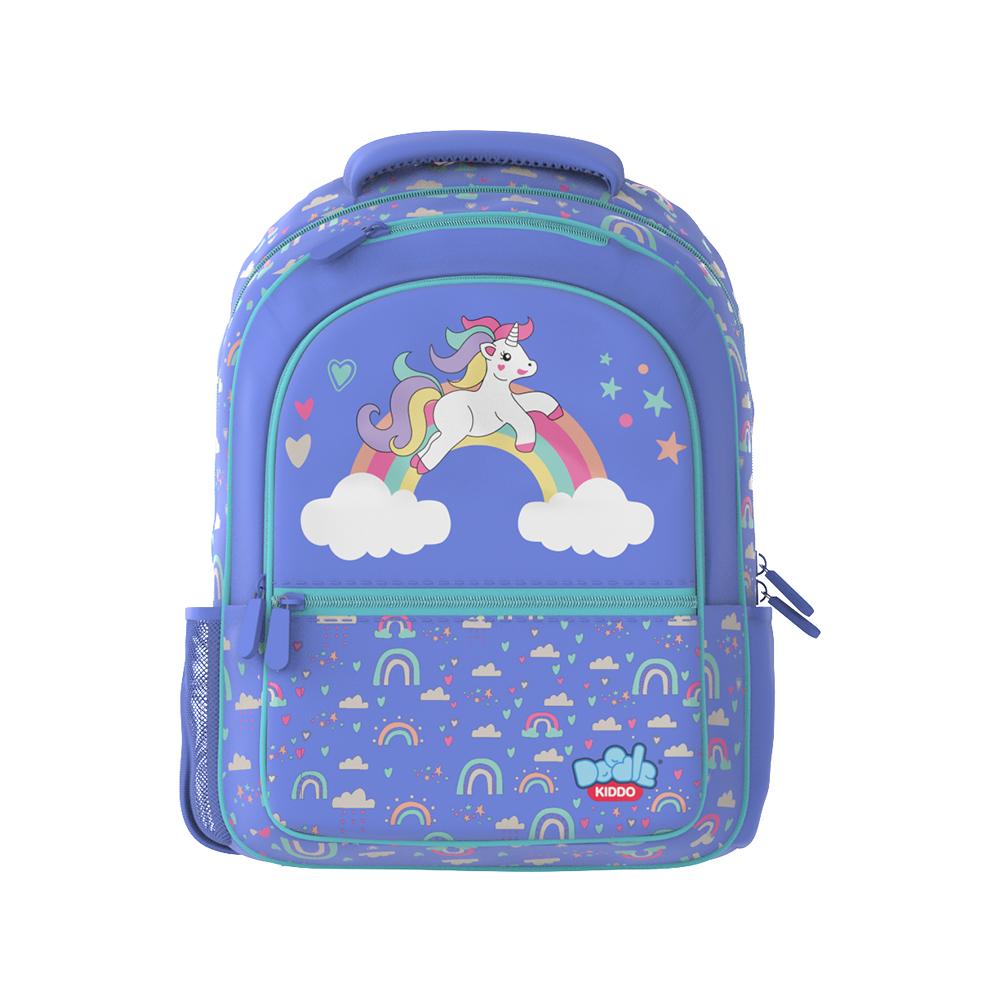 Doodle Kiddo - Unicorn Themed School Backpack - Purple - 16.5-Inch/42cm