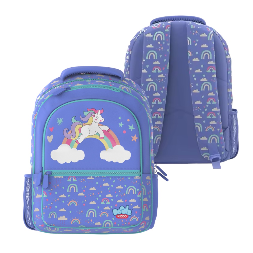 Doodle Kiddo - Unicorn Themed School Backpack - Purple - 16.5-Inch/42cm