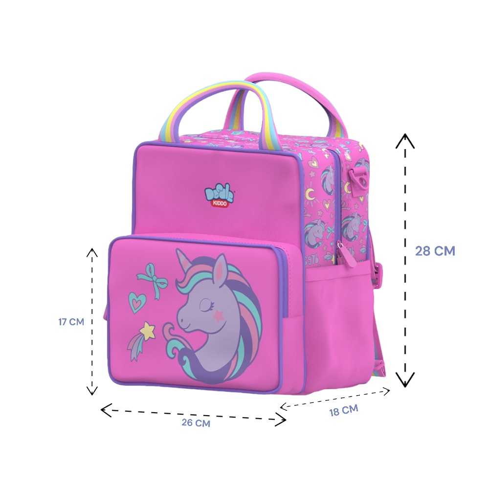 Doodle Kiddo - 2-in-1 Unicorn Backpack Lunch Bag - Pink