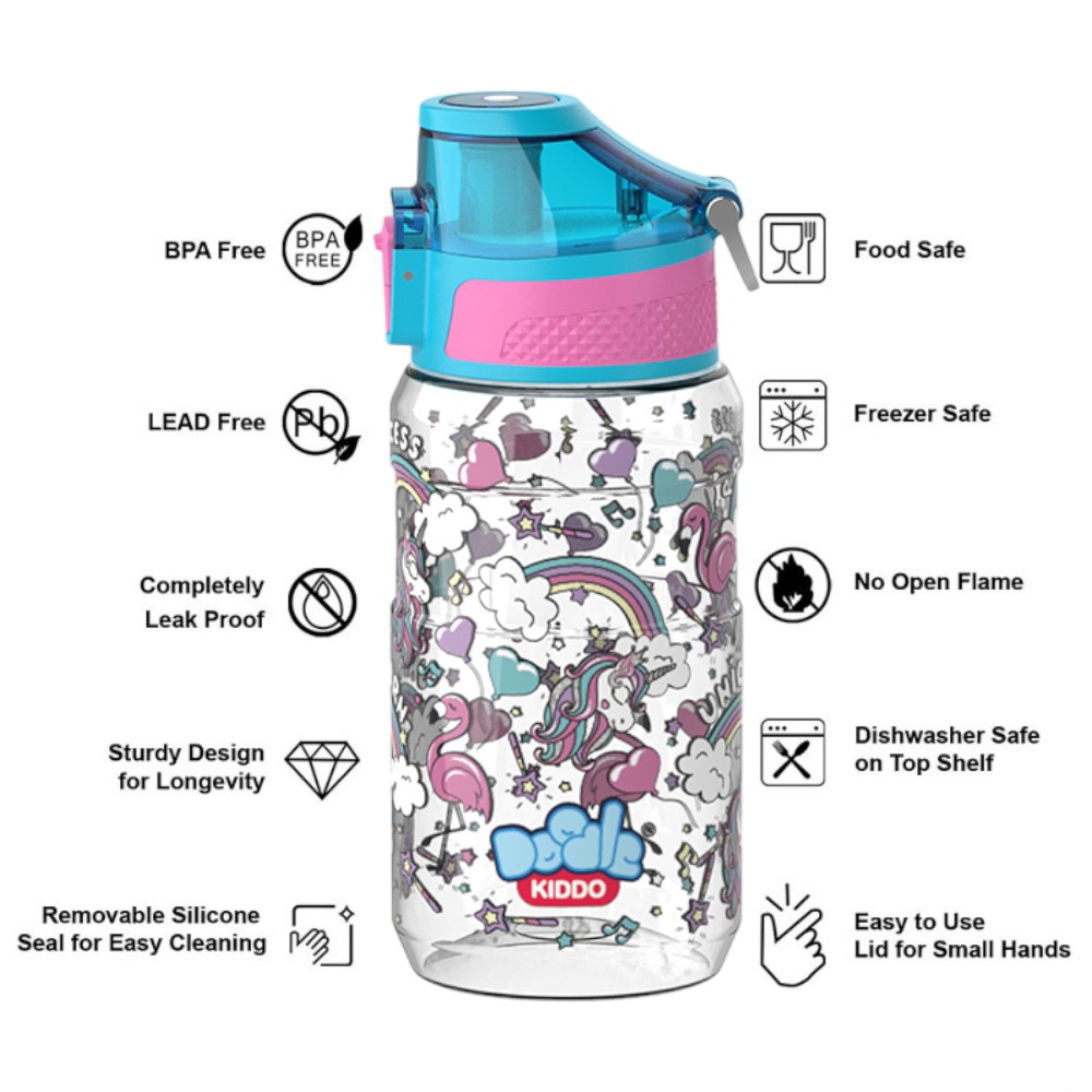 Doodle Kiddo - Plastic Water Bottle - Unicorn - 540ml