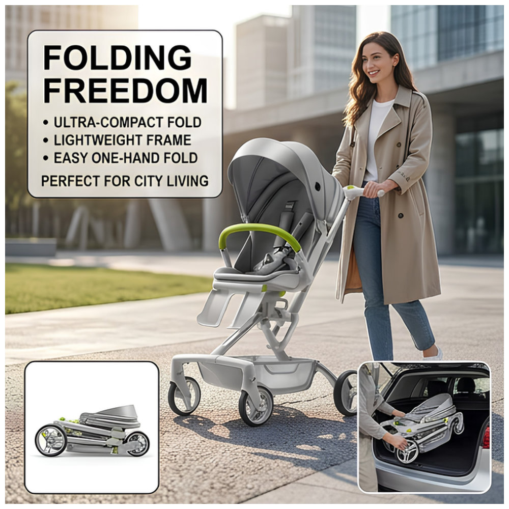 Babycare - Travel Comfort Cruiser Foldable Stroller for Baby, Suitable for Up to 25 kg - Silver