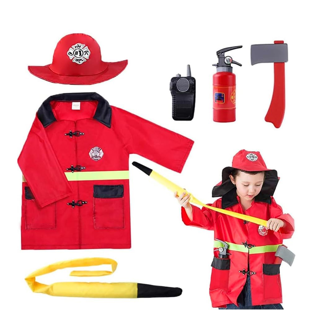 BrainGiggles - Firefighter Costume For Kids - 7pcs