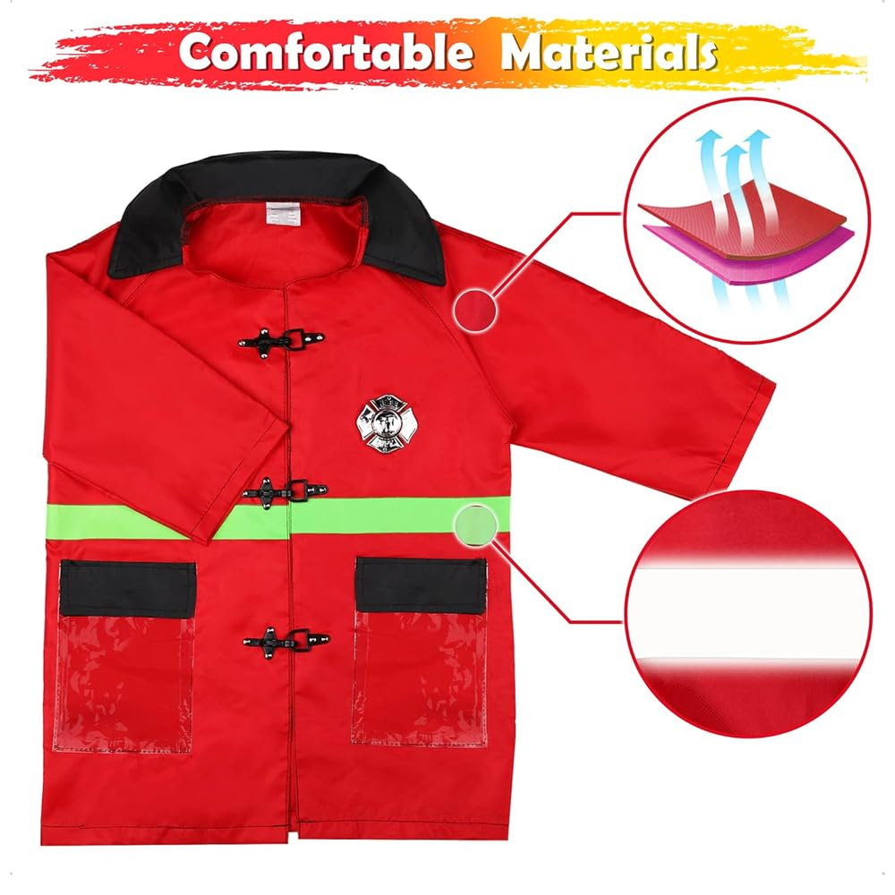 BrainGiggles - Firefighter Costume For Kids - 7pcs