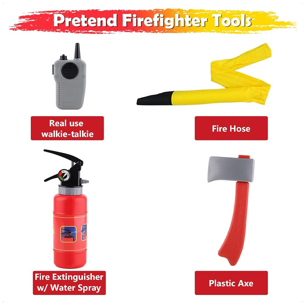 BrainGiggles - Firefighter Costume For Kids - 7pcs