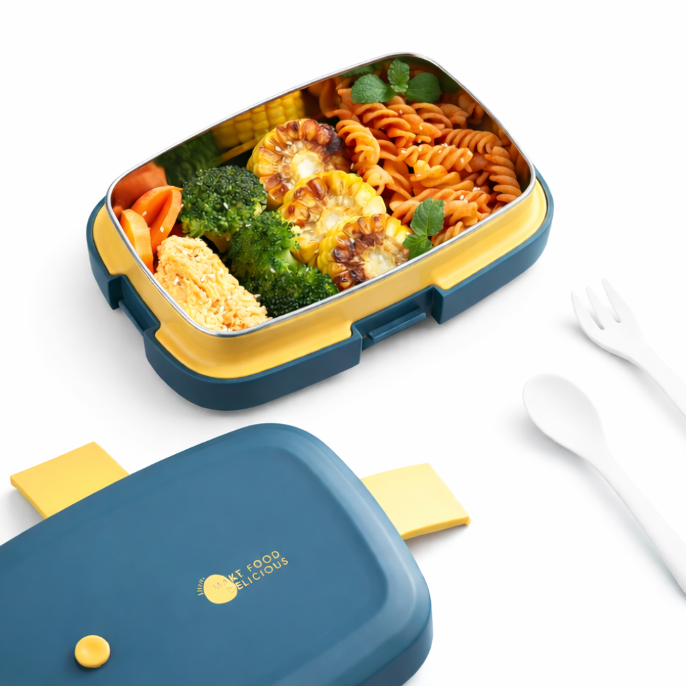 Cravista - Stainless Steel Bento Lunch Box With Cutlery Set - 1000 ml