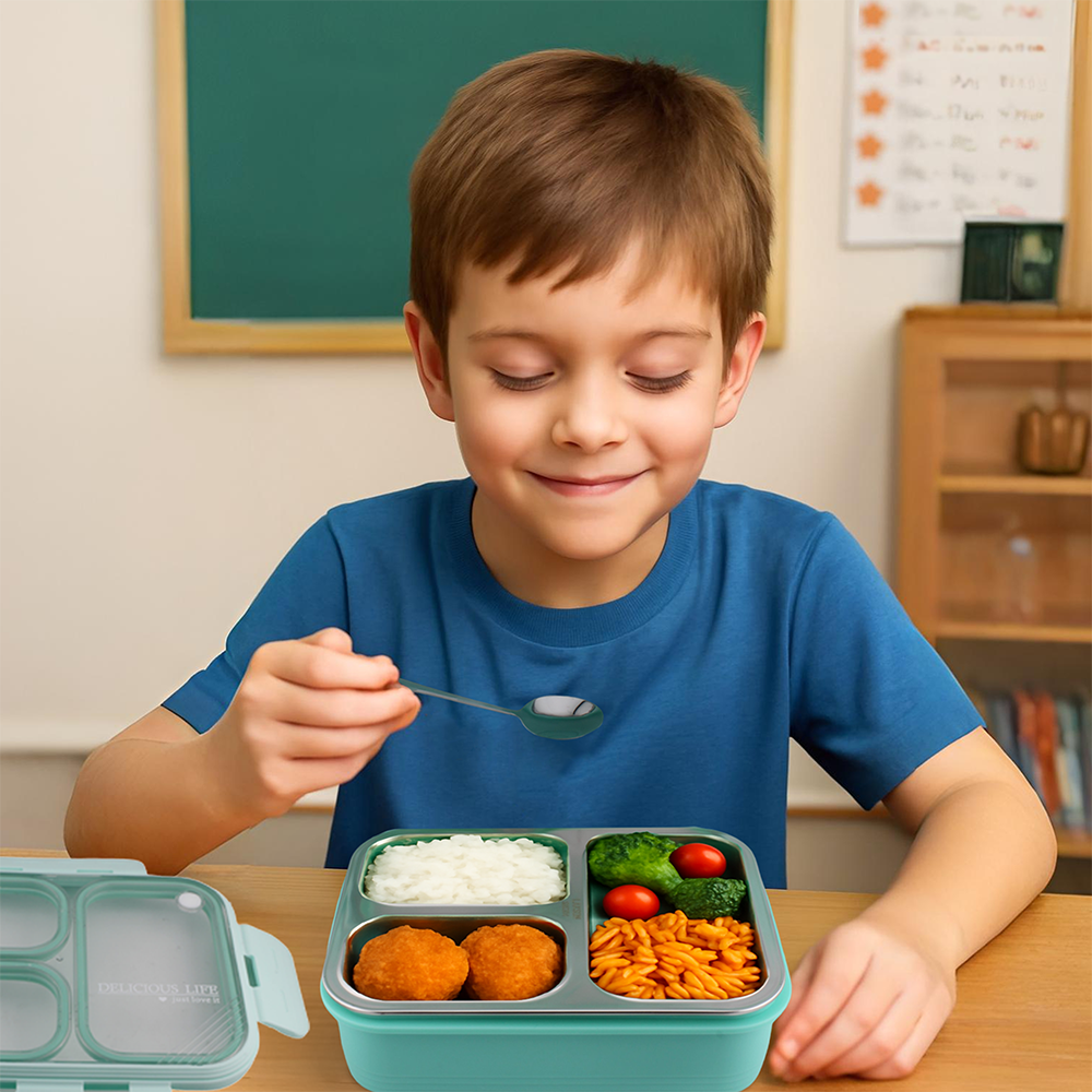 Cravista - 3-Compartments Bento Lunch Box - Multicolor - 620 ml