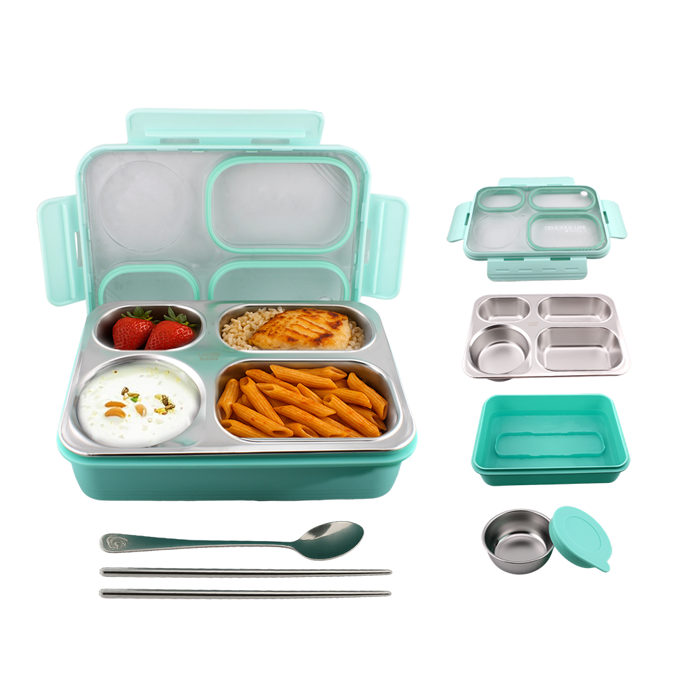 Cravista - 4-Compartments Bento Lunch Box - Multicolor - 950 ml
