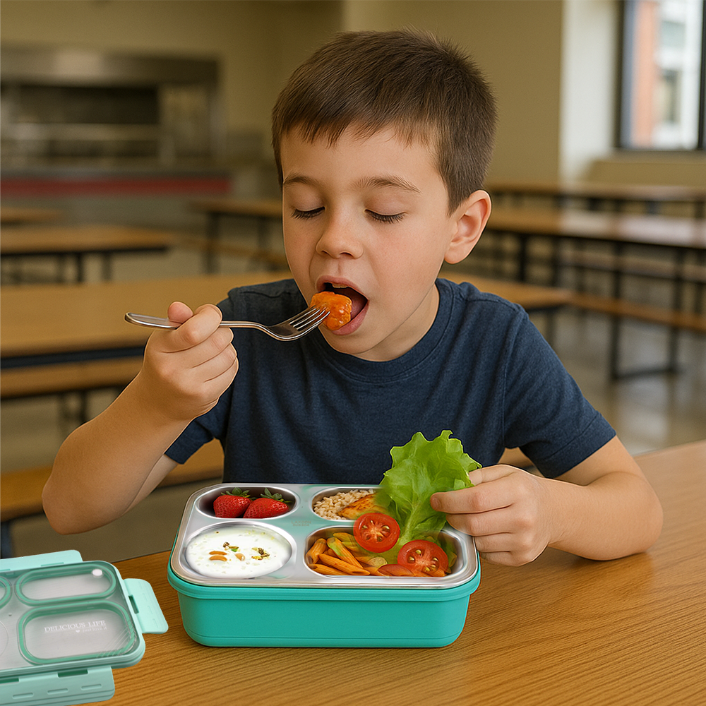 Cravista - 4-Compartments Bento Lunch Box - Multicolor - 950 ml