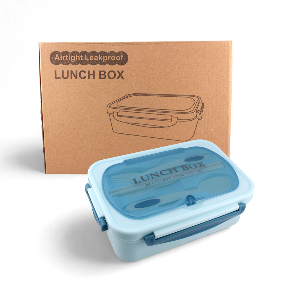 Cravista - 3-Compartments Bento Lunch Box With Spoon & Fork - Multicolor - 1.2 L