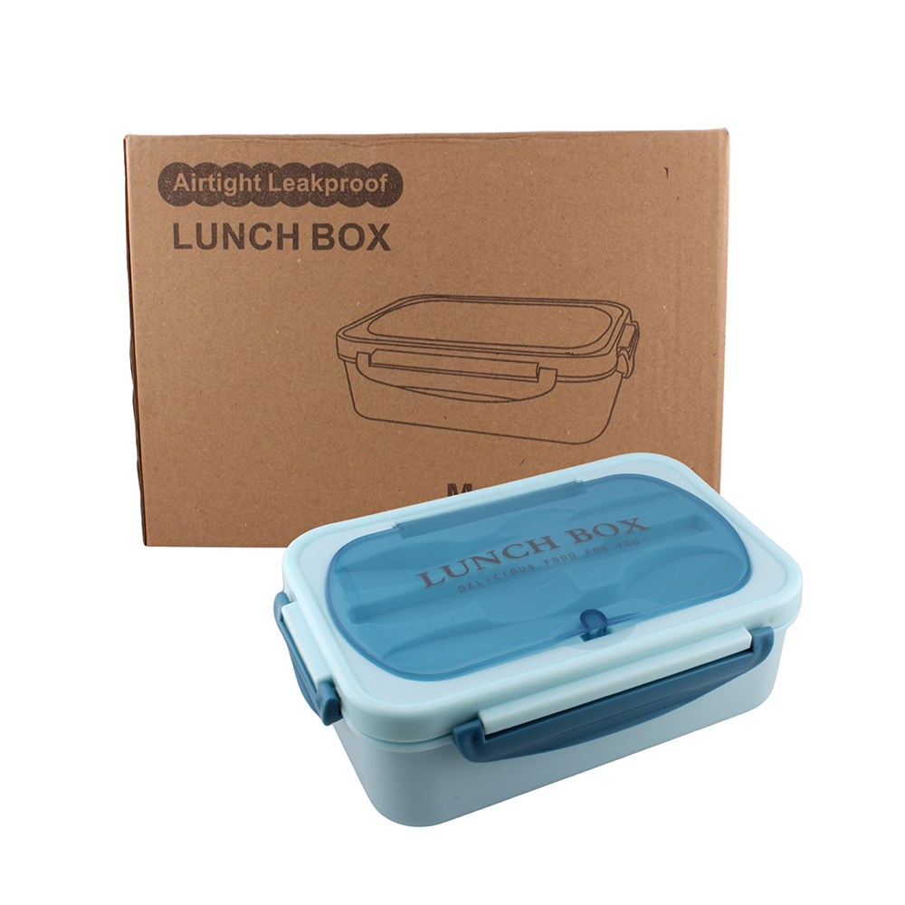 Cravista - 2-Compartments Bento Lunch Box With Spoon, Fork & Chopsticks - Multicolor - 1.2 L