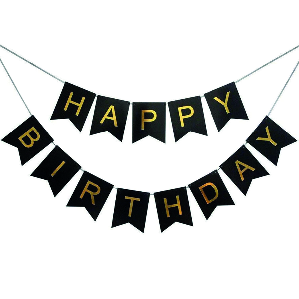 BrainGiggles - Cardstock Happy Birthday Banner - Black