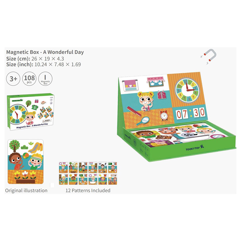 Tooky Toy - A Wonderful Day Themed Magnetic Travel Play Box - 108pcs
