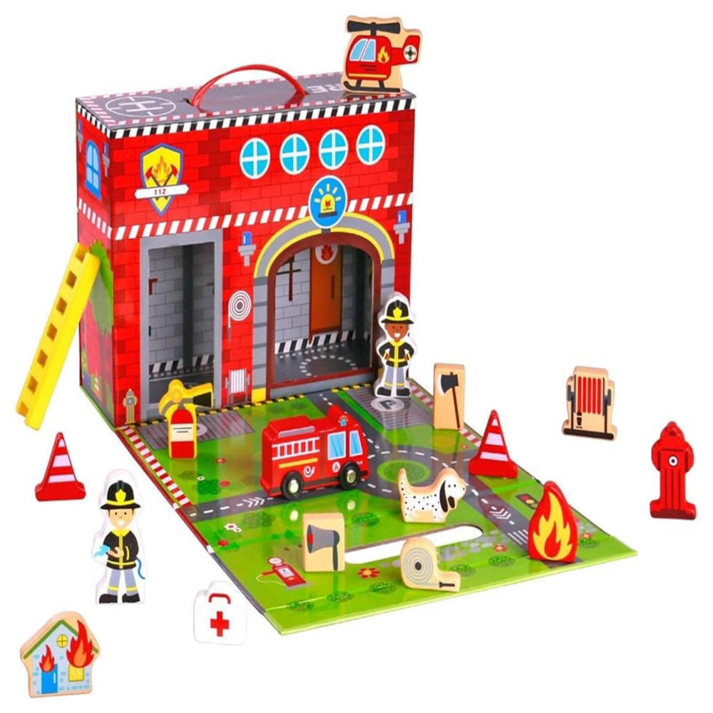 Tooky Toy - Fire Station Playset - 17pcs