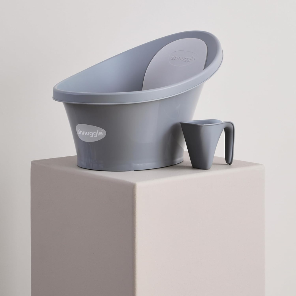 Shnuggle - Baby Bath & Rinsing Jug Bundle - Pebble Grey - 2pc Set