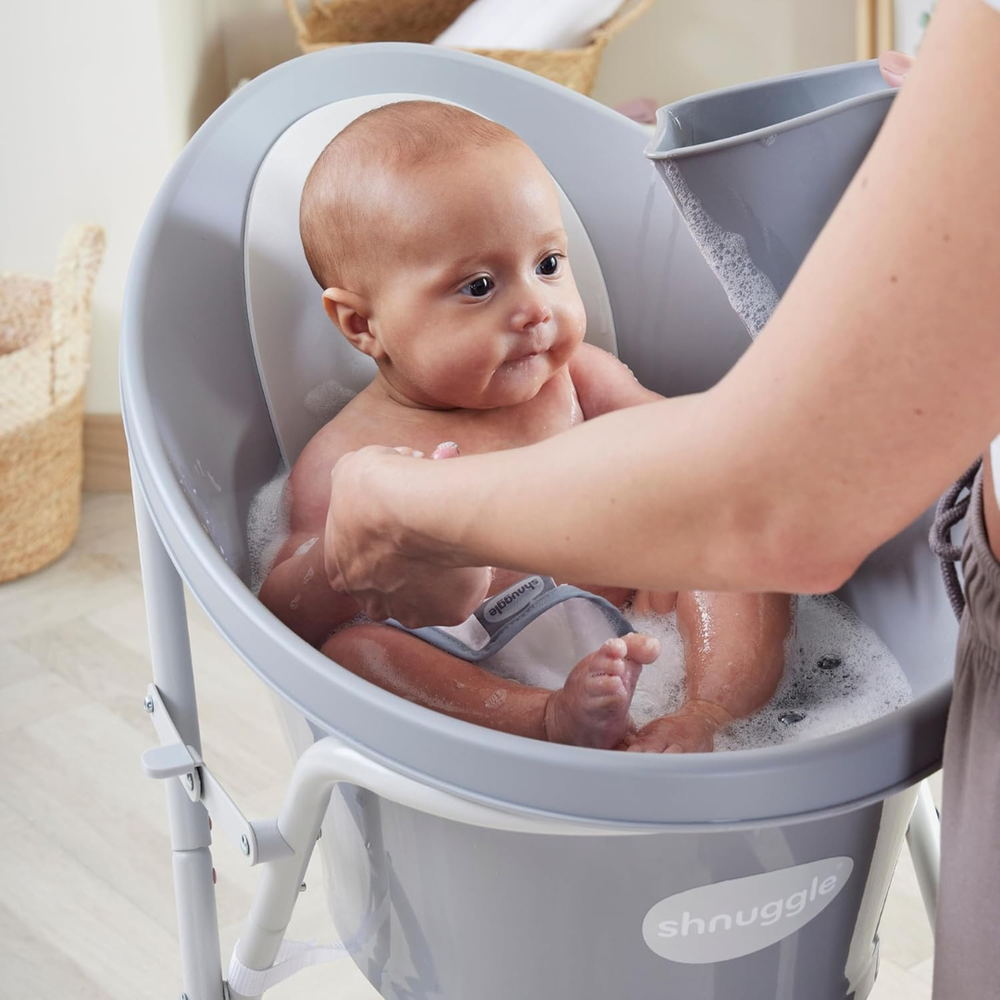 Shnuggle - Baby Bath & Rinsing Jug Bundle - Pebble Grey - 2pc Set