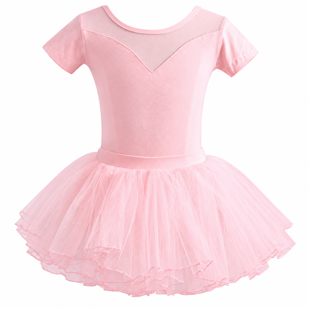Lil Cloud Threads - Short Sleeve Girls Ballet Tutu Dress With Layered Tulle Skirt