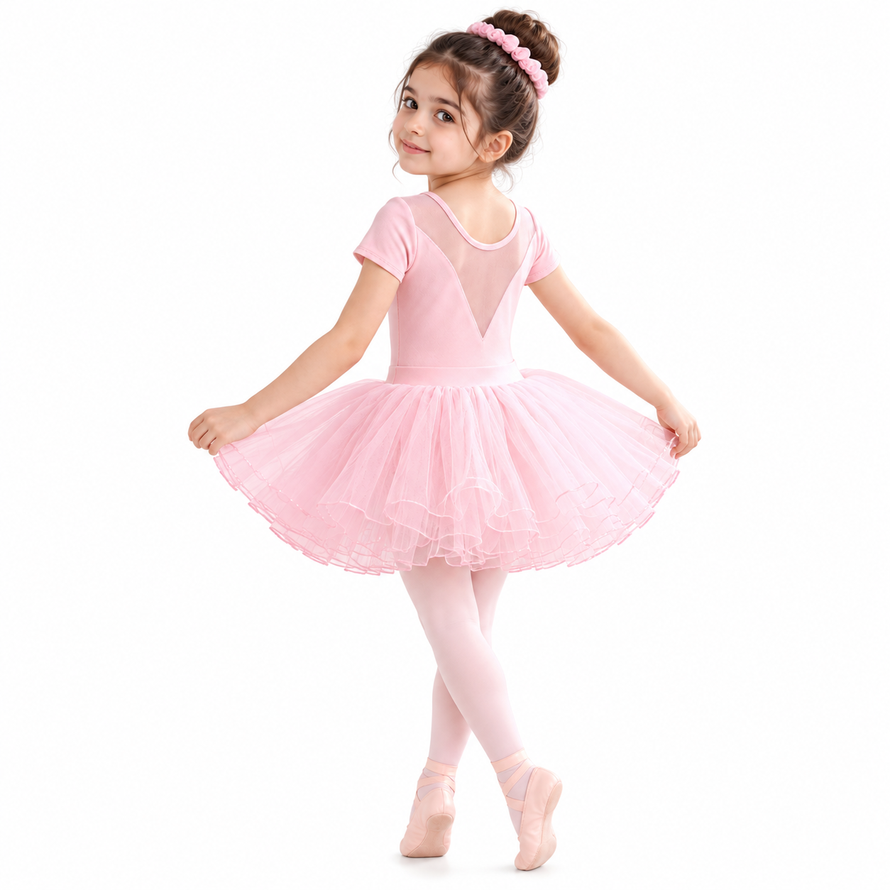 Lil Cloud Threads - Short Sleeve Girls Ballet Tutu Dress With Layered Tulle Skirt