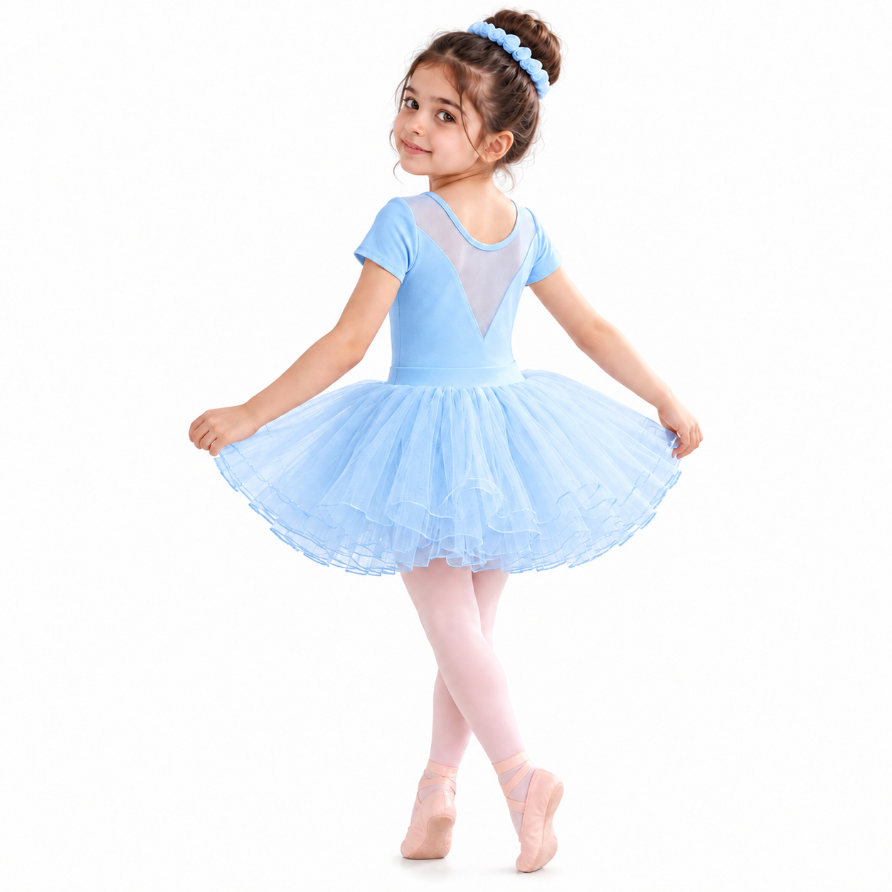 Lil Cloud Threads - Short Sleeve Girls Ballet Tutu Dress With Layered Tulle Skirt