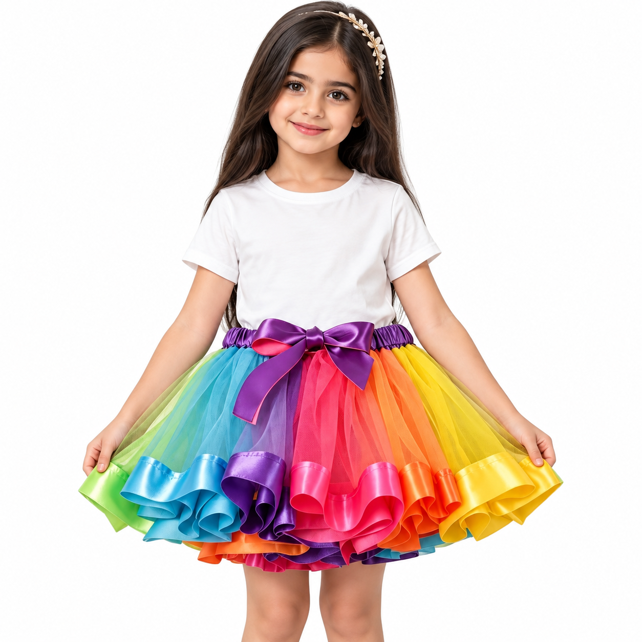 Lil Cloud Threads - Rainbow Tulle Girls Tutu Skirt - Multicolor