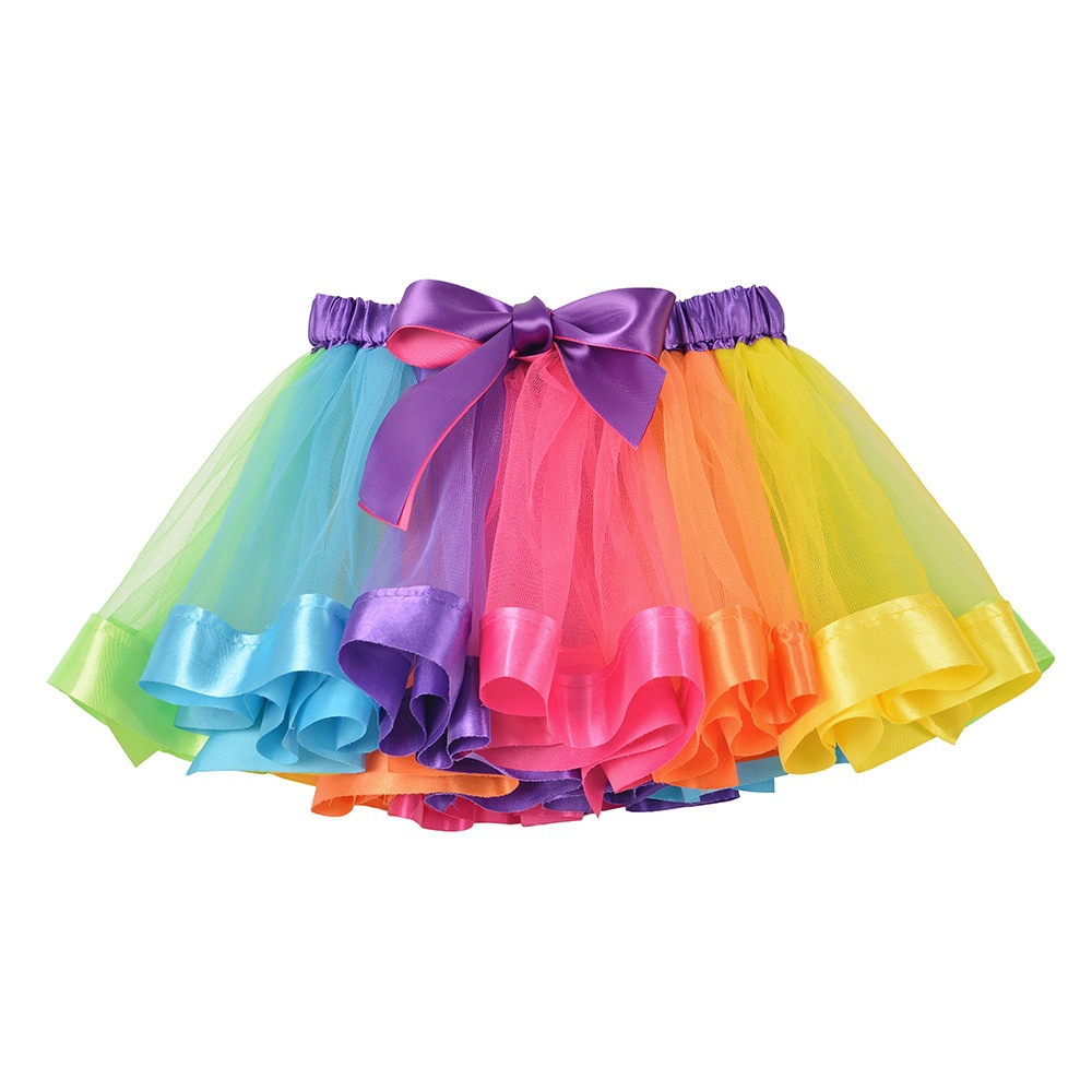 Lil Cloud Threads - Rainbow Tulle Girls Tutu Skirt - Multicolor