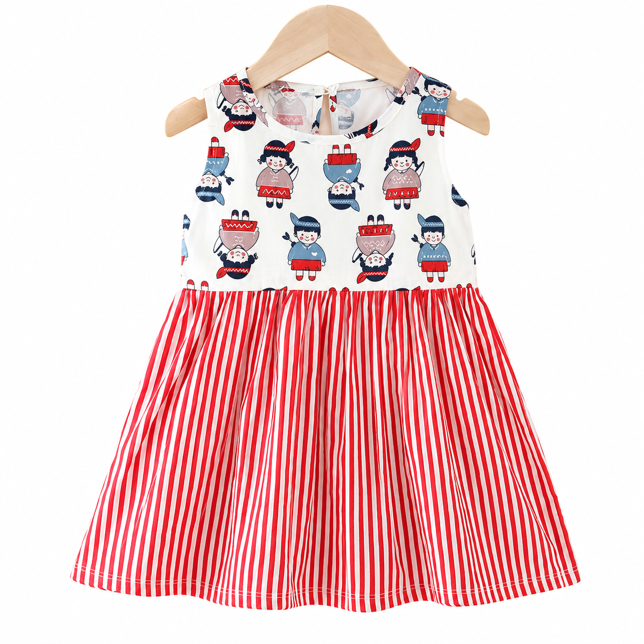 Lil Cloud Threads - Little Girls Fun All-Over Cartoon Motifs Party Dress - Multicolor