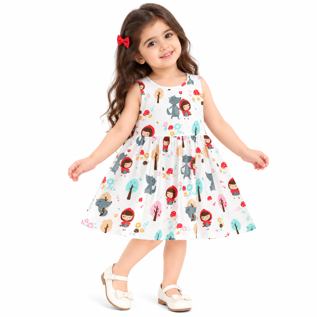 Lil Cloud Threads - Girls Summer Adorable Full Length Print Dress - Multicolor