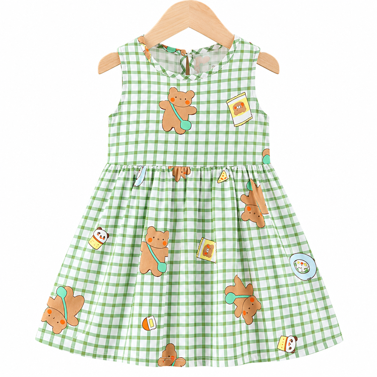 Lil Cloud Threads - Girls Cute Cartoon Character Print A-Line Sundress - Multicolor