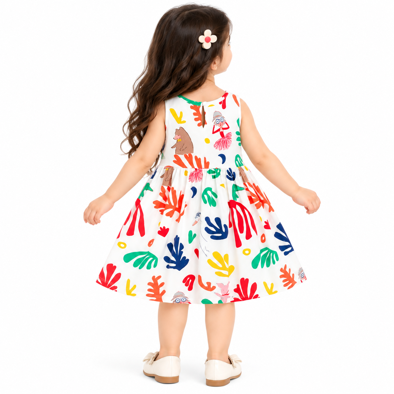 Lil Cloud Threads - Girls Lightweight Vivid Full Print Graphics Dress - Multicolor