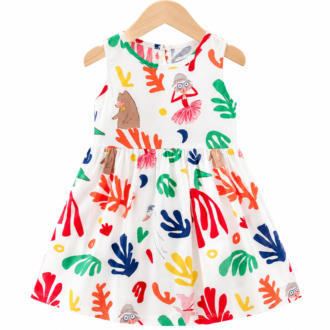 Lil Cloud Threads - Girls Lightweight Vivid Full Print Graphics Dress - Multicolor