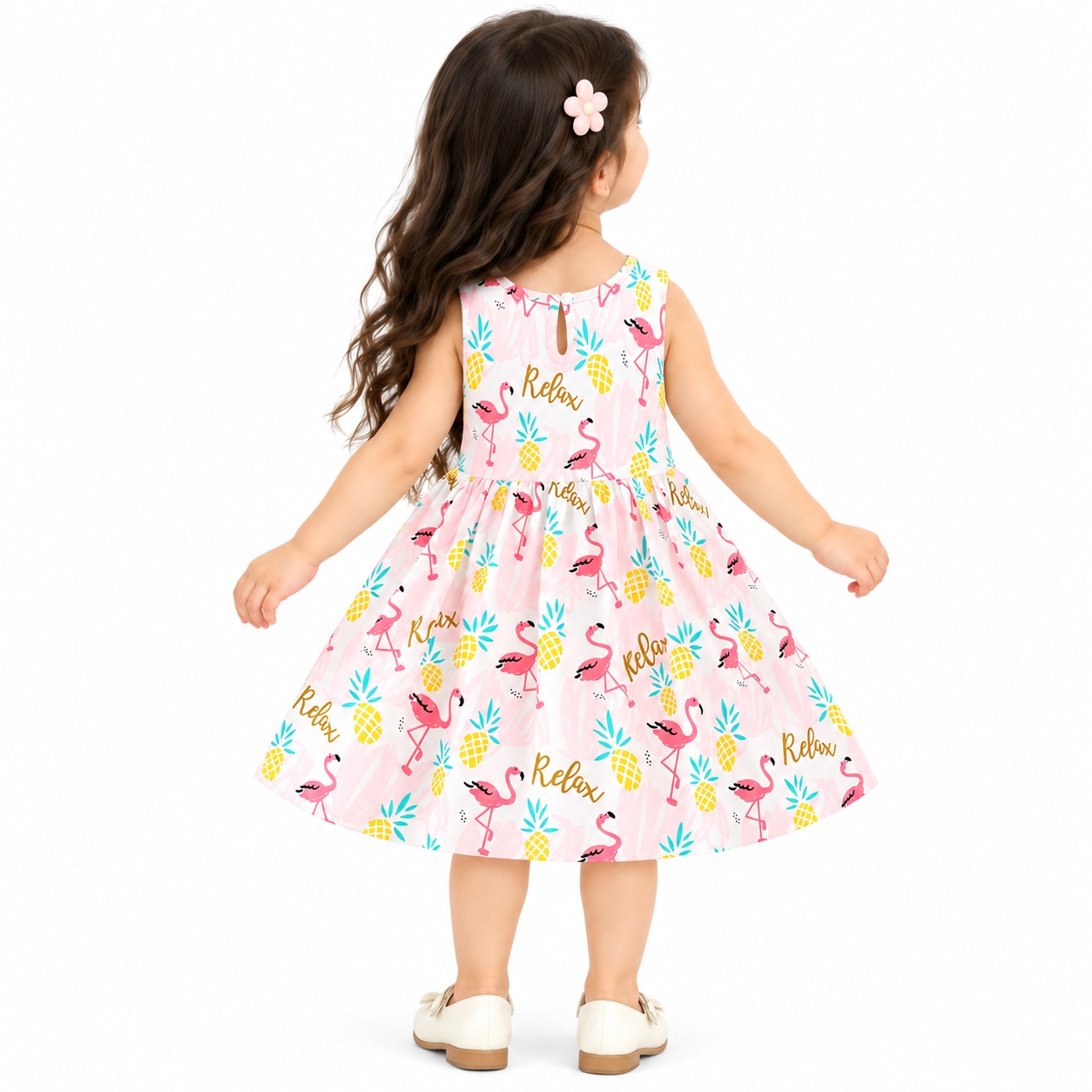 Lil Cloud Threads - Little Girls Cheerful Allover Pattern Playwear Dress - Multicolor