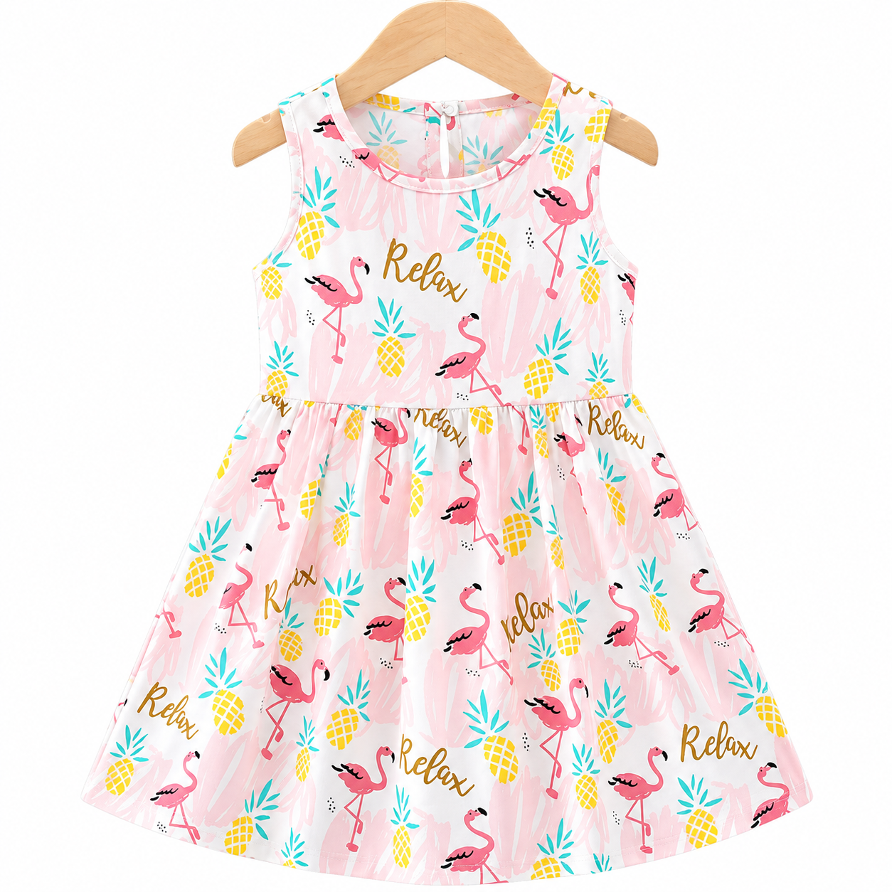 Lil Cloud Threads - Little Girls Cheerful Allover Pattern Playwear Dress - Multicolor