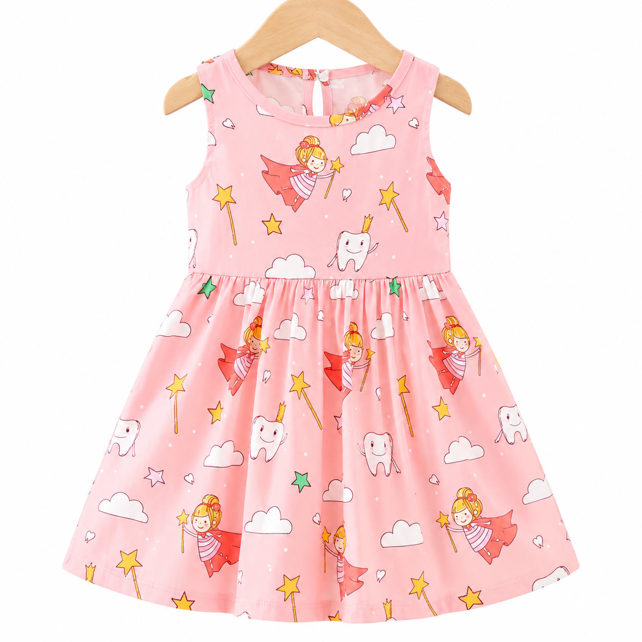 Lil Cloud Threads - Girls Flared Fun Animal & Cartoon Print Sundress - Multicolor