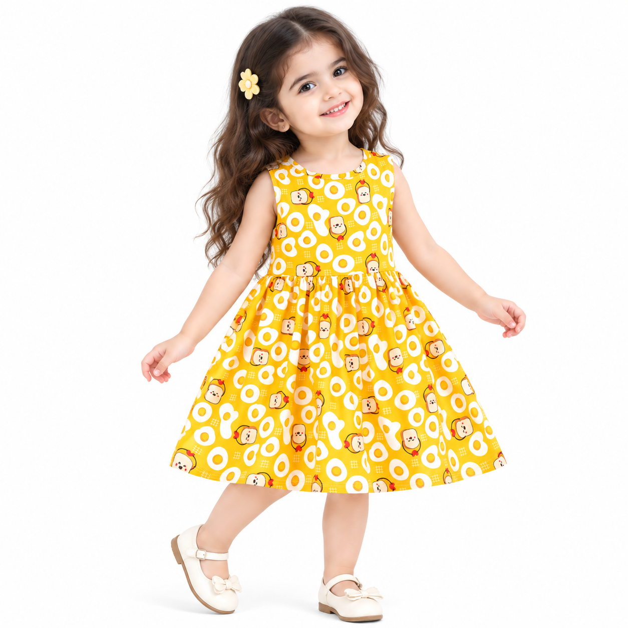 Lil Cloud Threads - Kids Playful Allover Character Art Dress - Multicolor