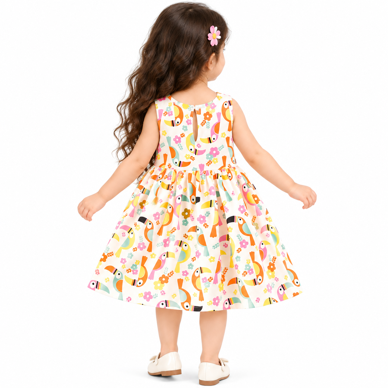 Lil Cloud Threads - Little Girls Cute Full Coverage Print Comfort Dress - Multicolor