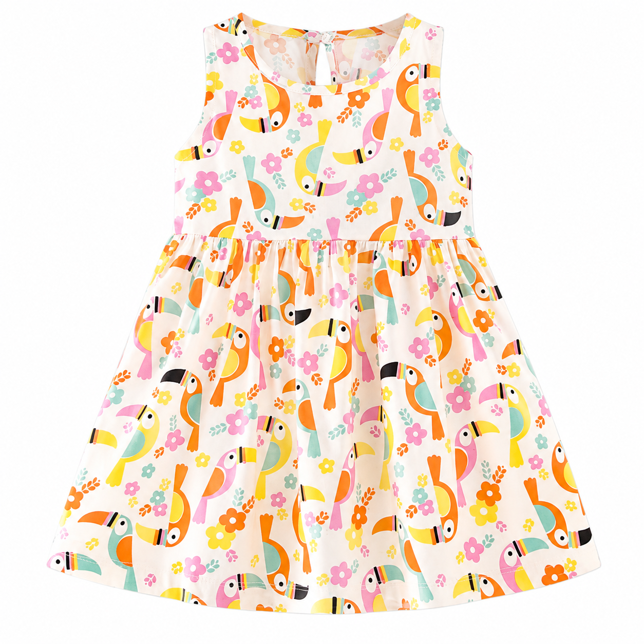 Lil Cloud Threads - Little Girls Cute Full Coverage Print Comfort Dress - Multicolor