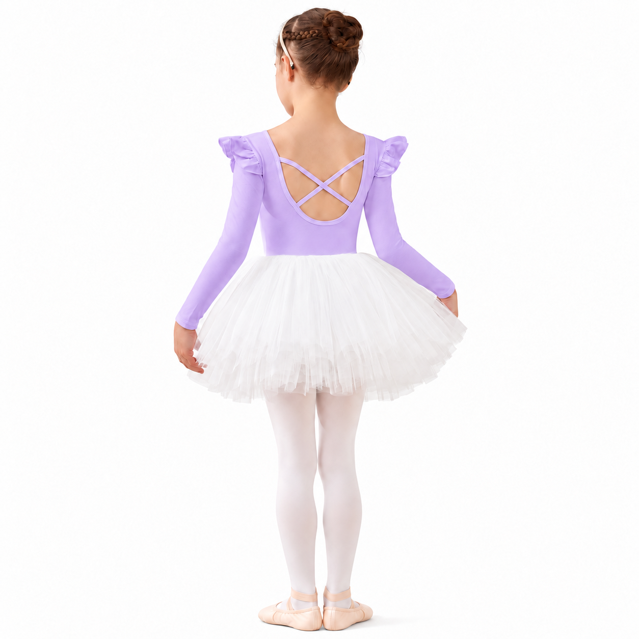 Lil Cloud Threads - Girl's One-Piece Long Sleeves Ballet Dance Leotard Dress