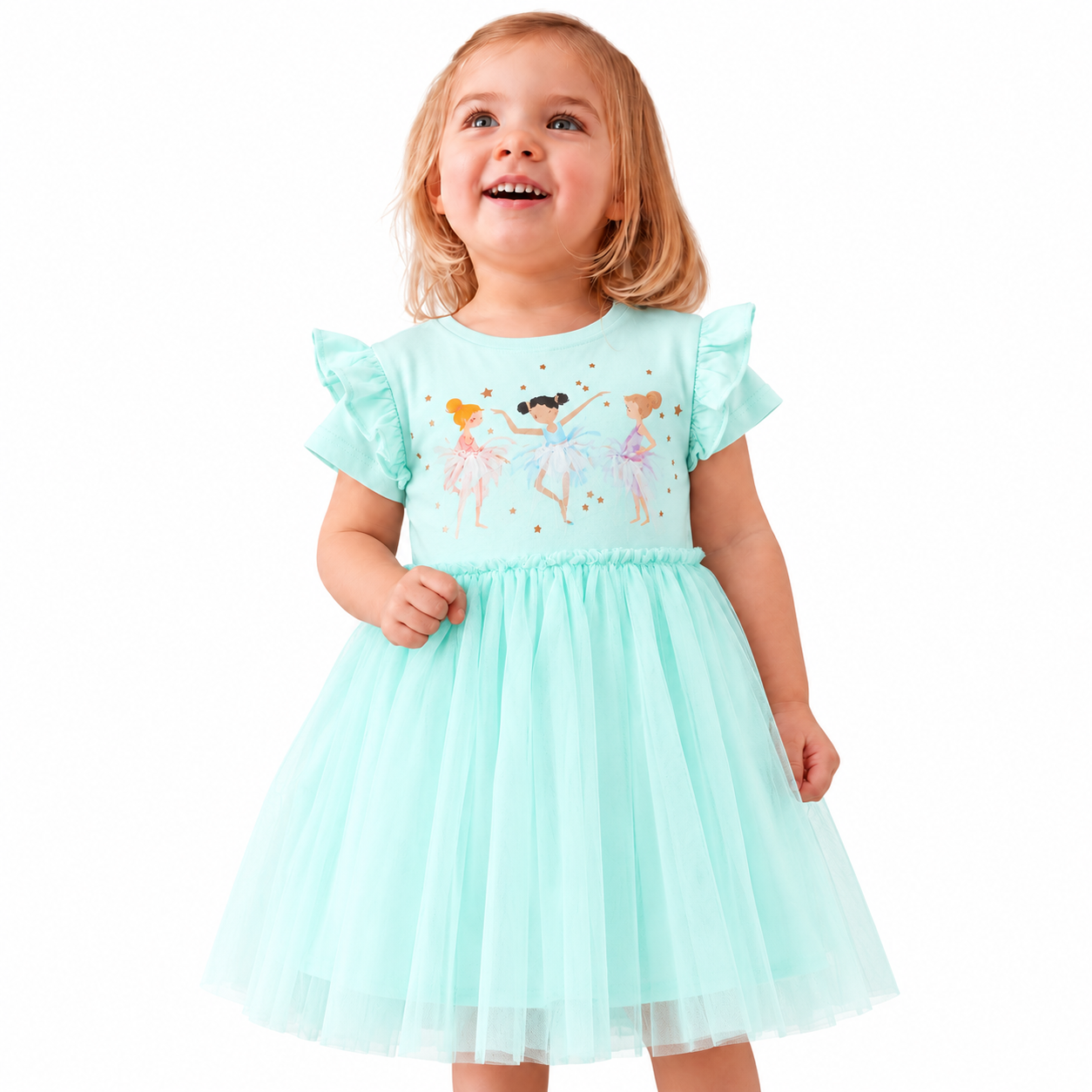 Lil Cloud Threads - Girl's Ballerina Printed Tulle Dress