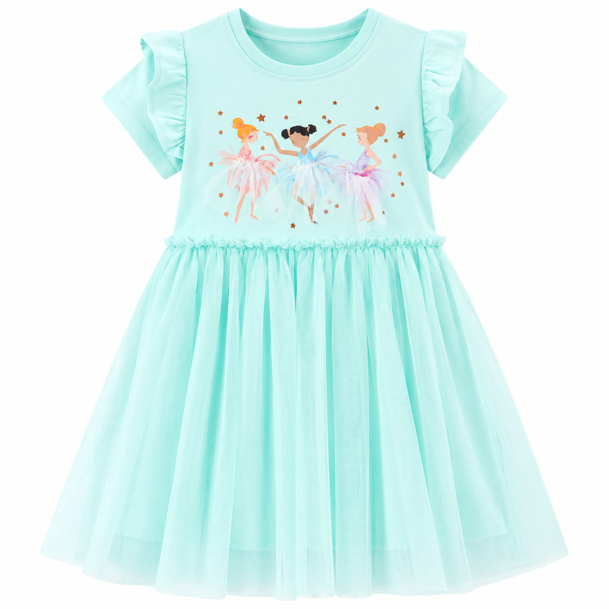 Lil Cloud Threads - Girl's Ballerina Printed Tulle Dress