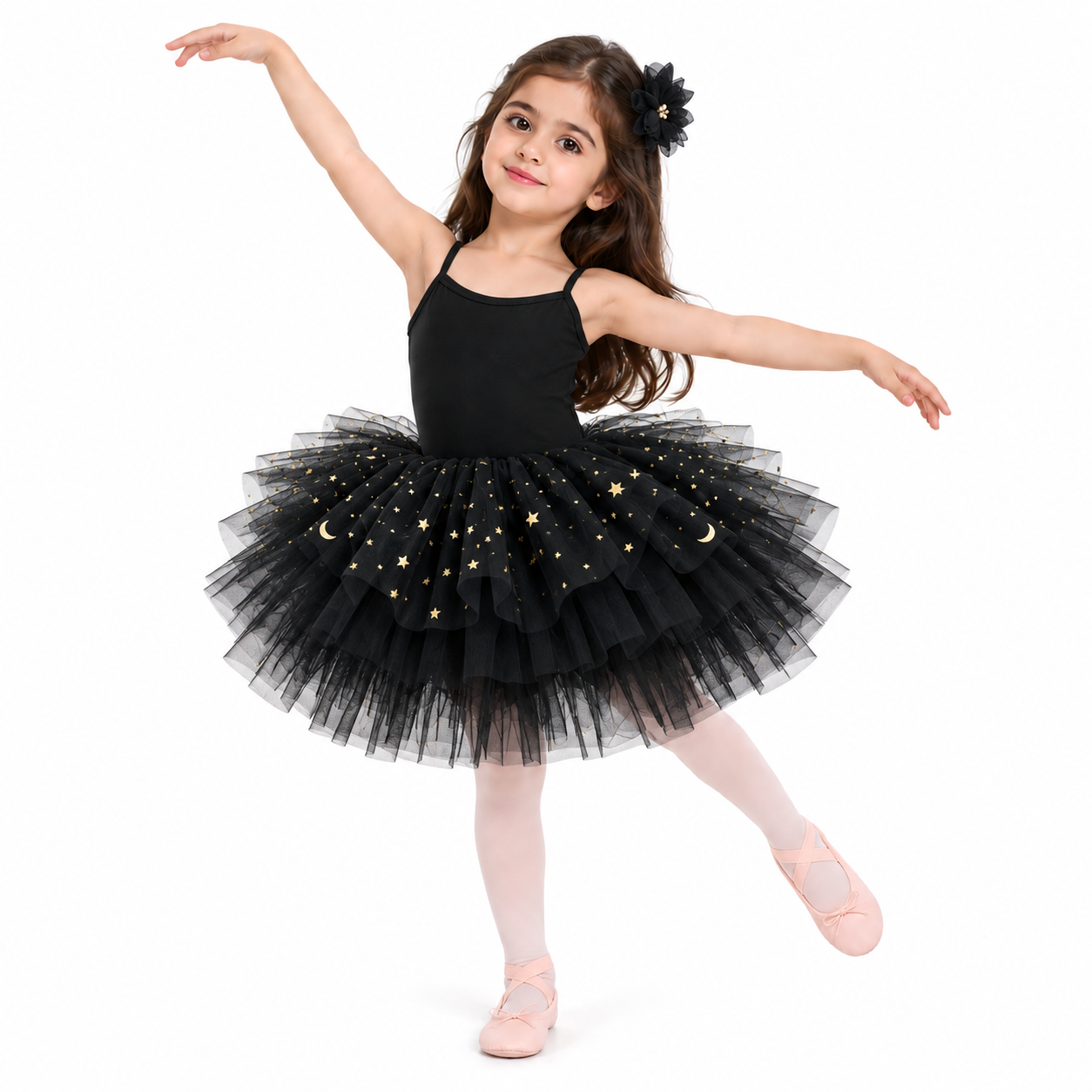 Lil Cloud Threads - Girl's Spaghetti Strap Star Sequin Ballet Tutu Dress