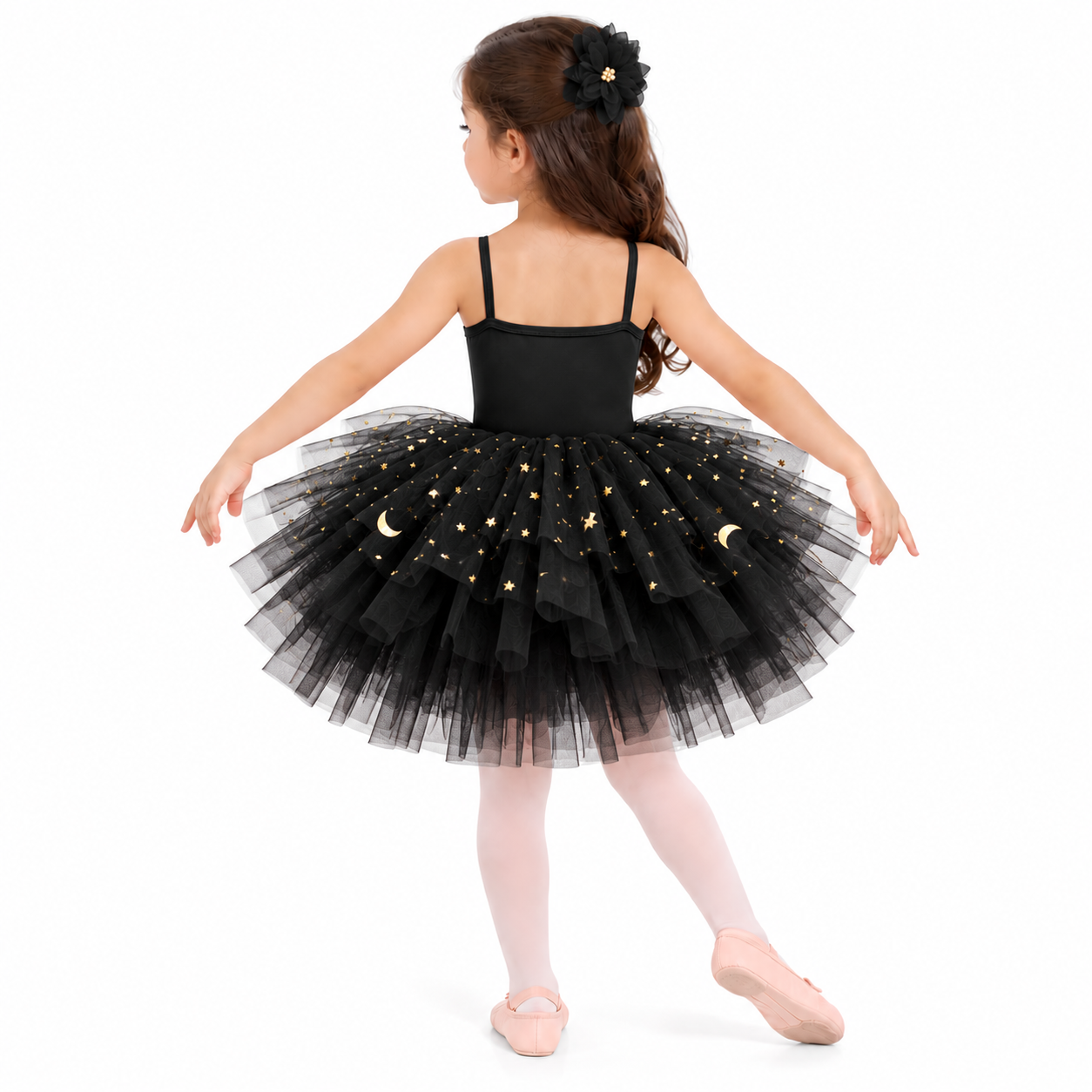 Lil Cloud Threads - Girl's Spaghetti Strap Star Sequin Ballet Tutu Dress