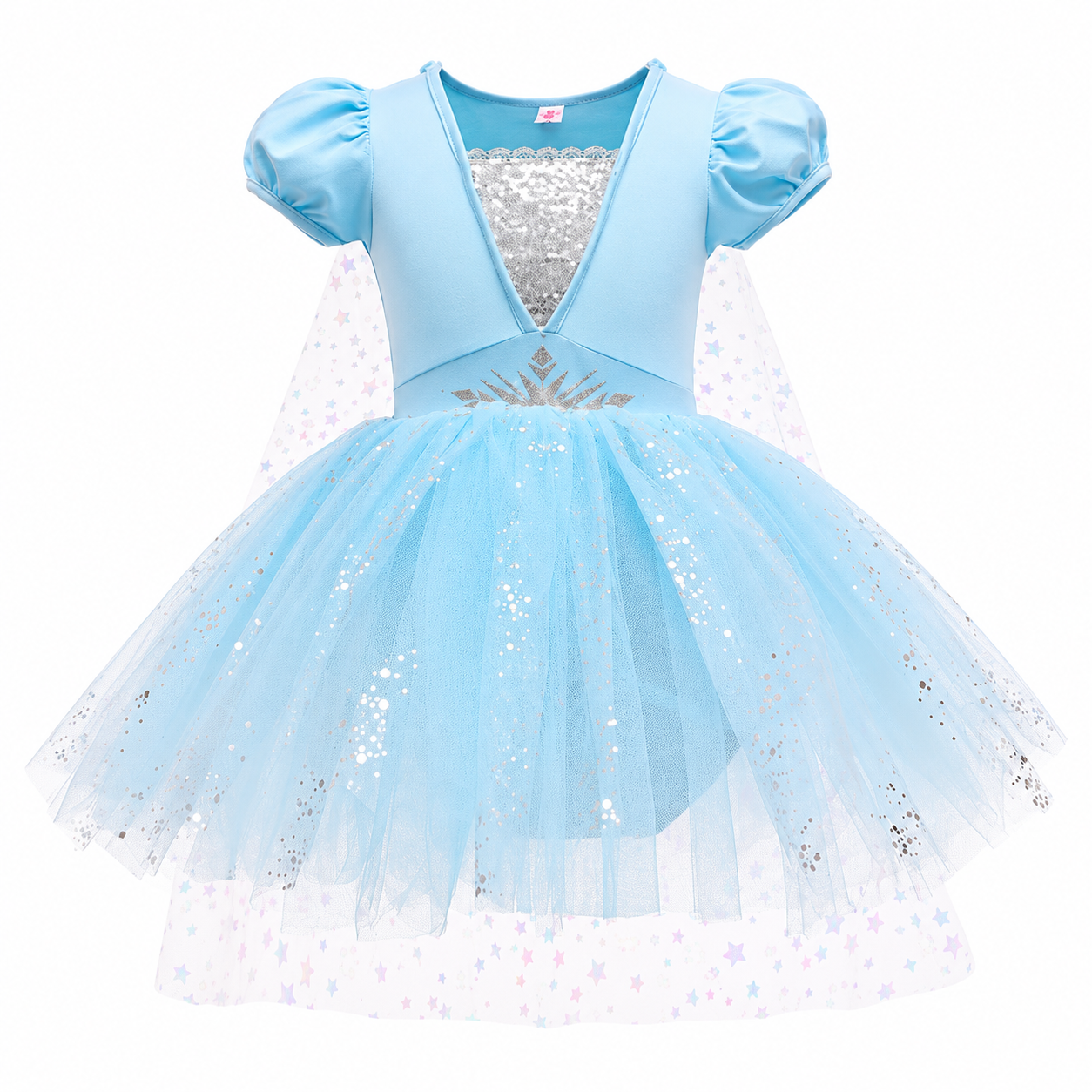 Lil Cloud Threads - Girl's Princess Ballet Tutu Dress With Sequin & Sheer Cape - Blue