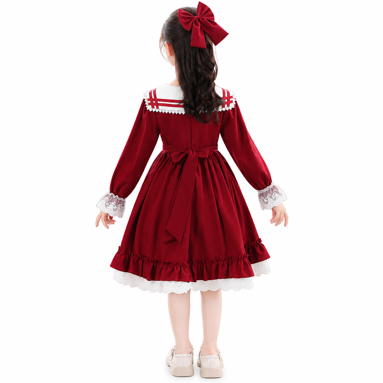 Lil Cloud Threads - Girl's Sailor Collar Long Sleeves Lolita Dress