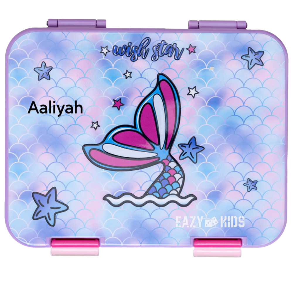 Eazy Kids - Personalized 4/6 Convertible Bento Lunch Box Set - Mermaid Purple