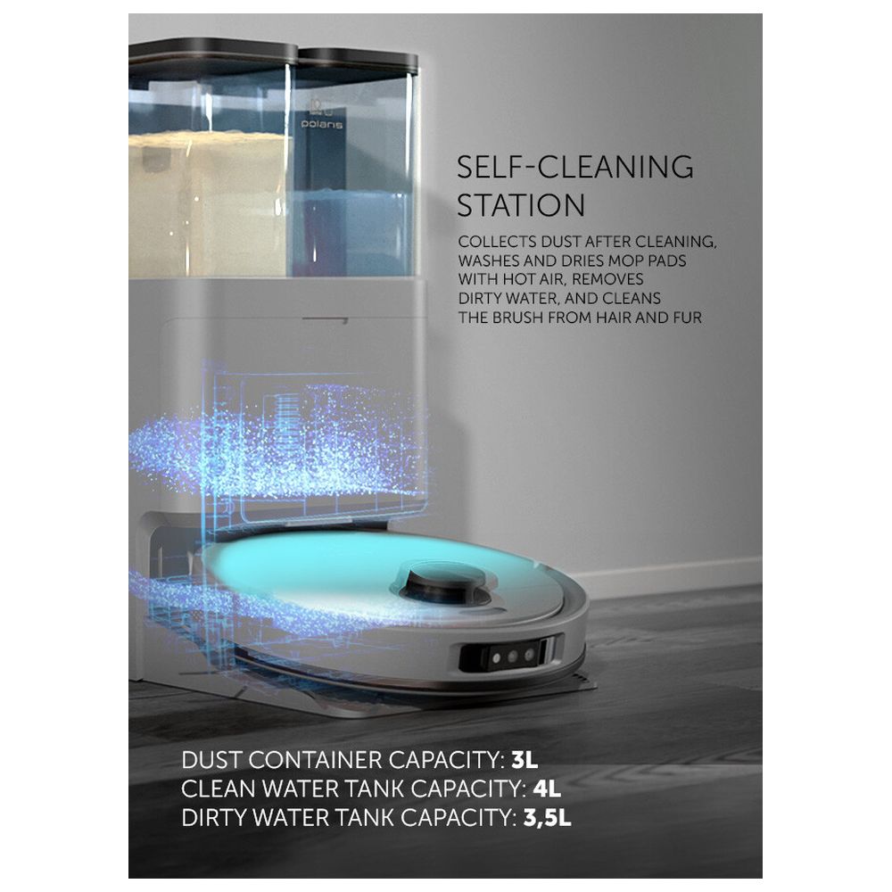 Polaris Robot Vacuum Cleaner With Self-Cleaning Station - Graphite - 1500 W