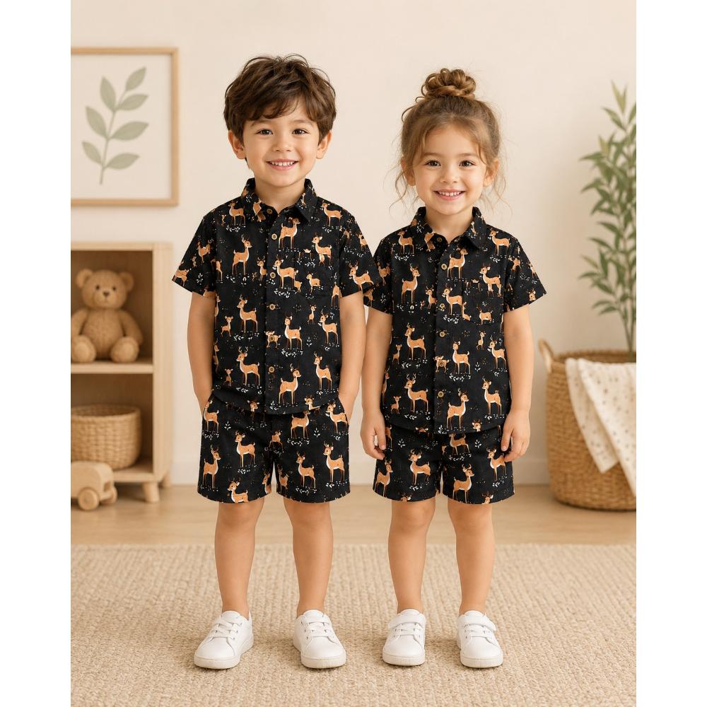 Matching Family Outfits -Midnight Forest_Shirt and Short Set