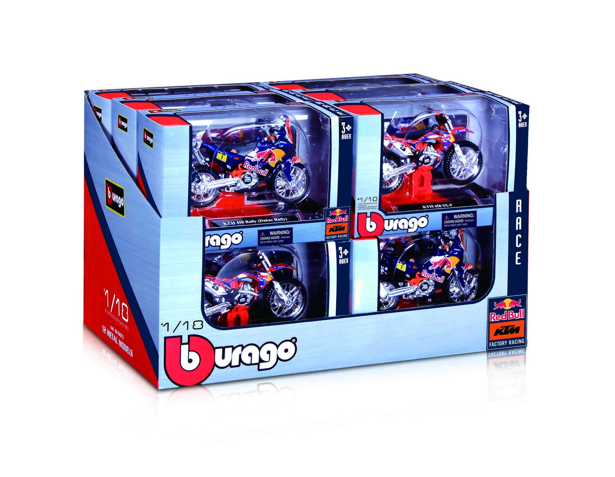 Bburago - 1:18 WRB KTM Die-Cast Motorcycle Model - Color & Style May Vary - 1 Pc